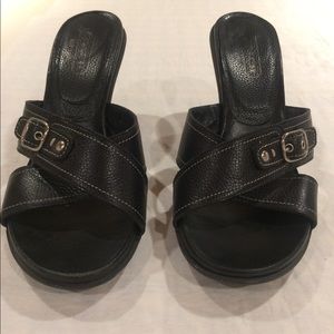 {Coach} leather sandals, sz 9.5, 2” heel